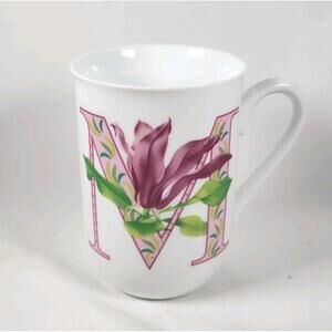 Arts & Flowers Josette Gourley Magnolia Monogramed Mug Taiwan Purple Flower 8 oz